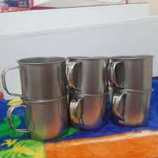 COMBO 5 LY Ca inox có quai uống nước , ly làm đá bằng inox cao cấp
