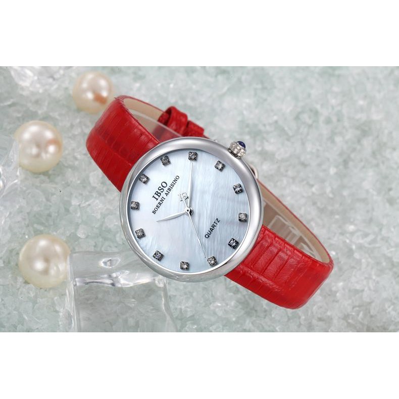 Đồng hồ nữ IBSO 3859 dây da máy quartz mặt xà cừ