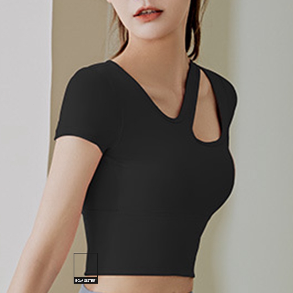 Áo lót tập Yoga - Gym croptop có tay thun co giãn 4 chiều BOM SISTER AT0061
