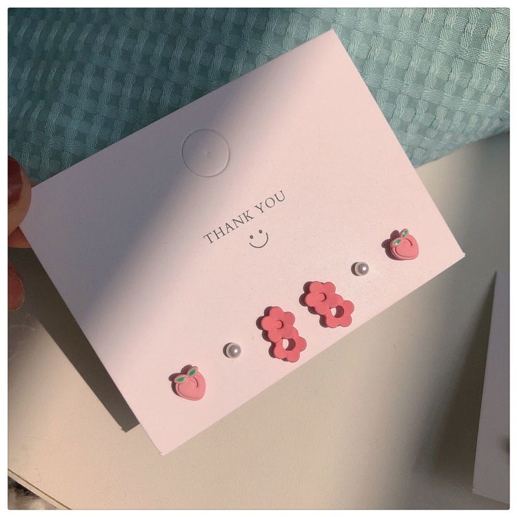 Khuyên Tai Hình Hoa Đào Thắt Nơ Đính Hạt Ngọc Trai