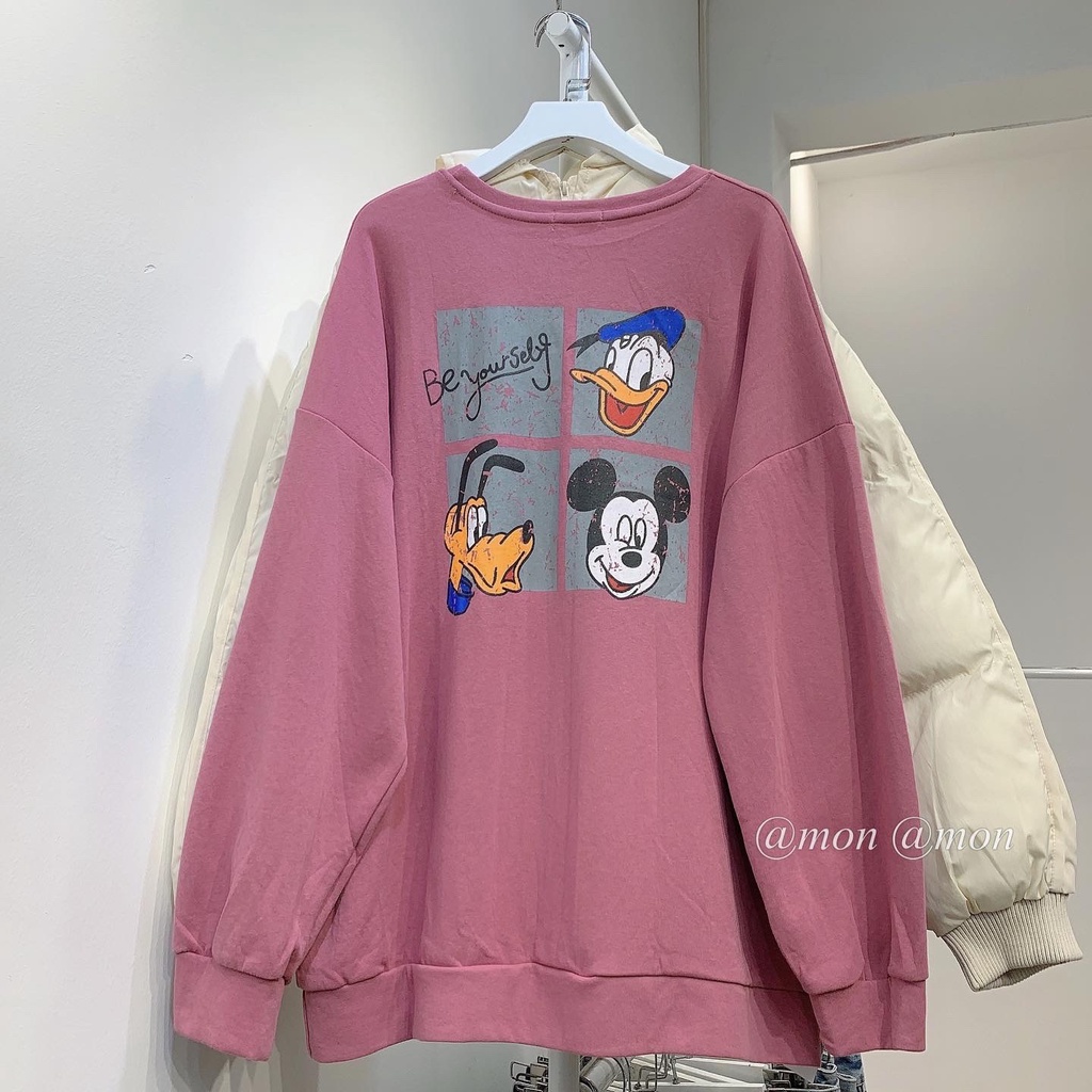 2012067 Áo pull dài tay - áo cotton dày tay phù hợp mặc mùa thu đông - freesize hình mickey