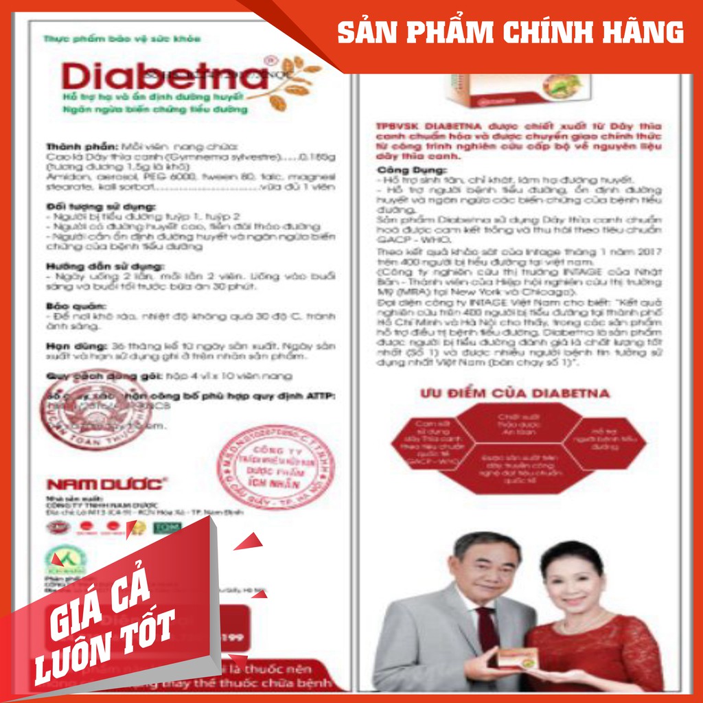 Thực phẩm bảo vệ sức khỏe Diabetna - Ôn định đường huyết từ thảo dược [CHÍNH HÃNG]