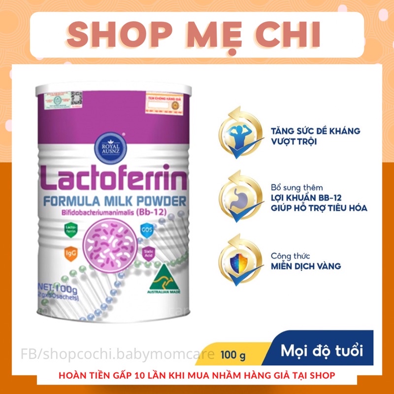 Sữa Bột Hoàng Gia Úc Lactoferrin Formula Milk BB-12 ROYAL AUSNZ Tăng Cường Hệ Miễn Dịch Cho Trẻ 100g