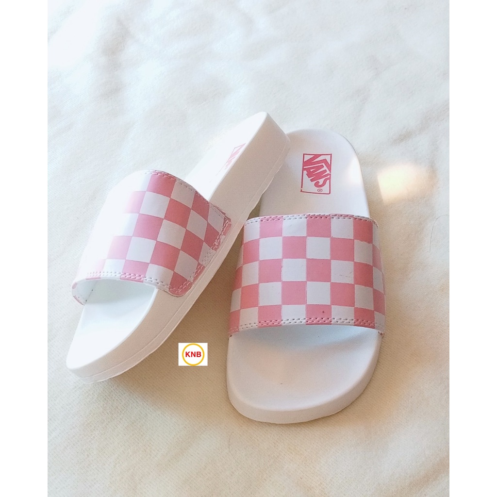 Dép unisex 𝐌𝐋𝐁 𝐕𝐀𝐍𝐒 caro ❤️FREESHIP + Hộp❤️ dép quai ngang thể thao nam nữ caro màu hồng full hộp thẻ, hàng sẵn