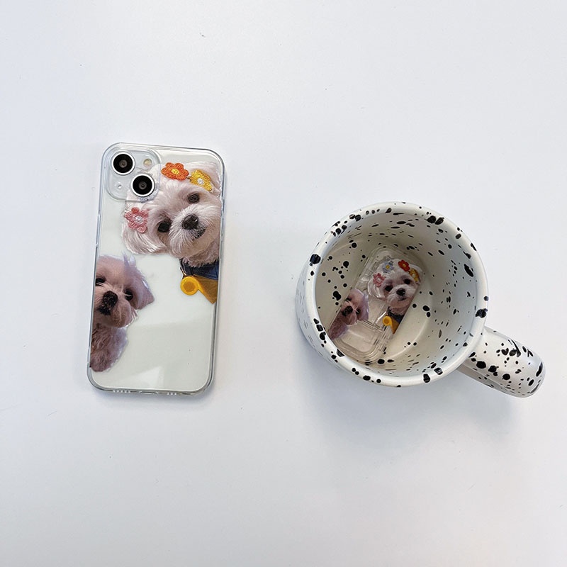 Ốp Điện Thoại TPU Dẻo Trong Suốt Họa Tiết Chú Chó Teddy Kèm Giá Đỡ Cho iPhone 13 12 11 Pro Max Xr Xs Max X iphone13pro