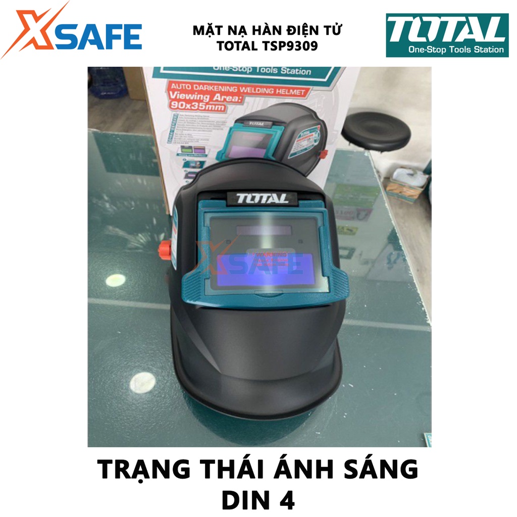 Mặt nạ hàn điện tử TOTAL TSP9309 Mặt nạ hàn tự động vùng quan sát 90×35mm, kích thước vùng tối 110×90×9mm - Chính hãng