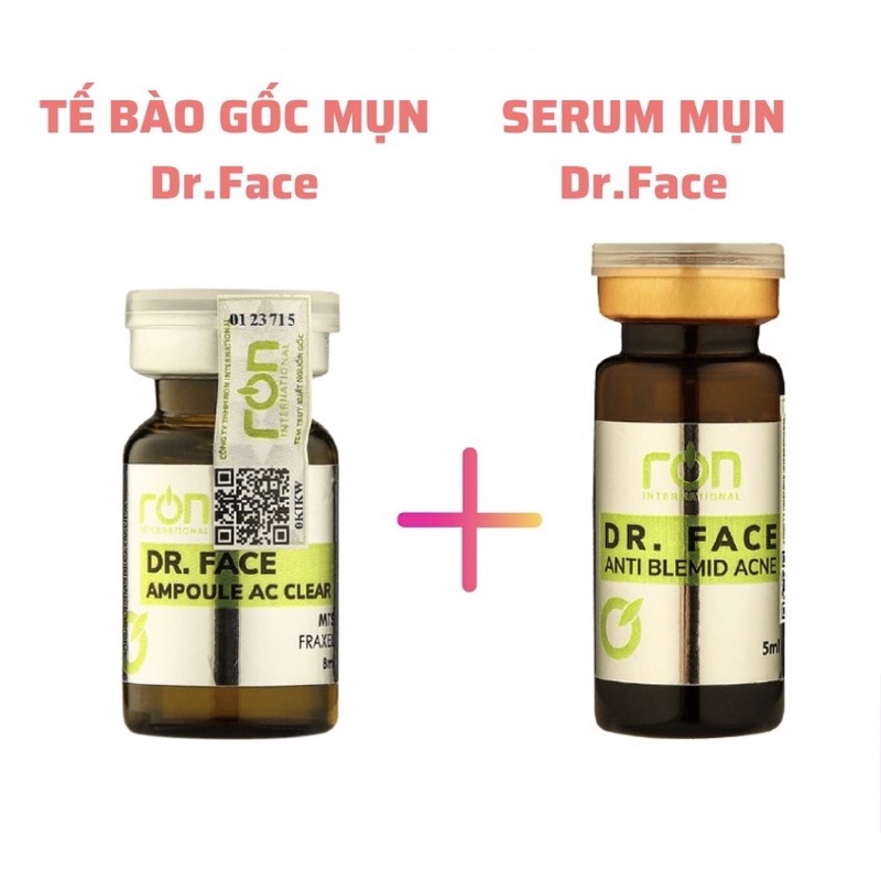 Bộ sản phẩm giảm mụn, giảm thâm, se khít lỗ chân lông (Tế bào gốc mụn+ Serum mụn Dr. Face Ron International)