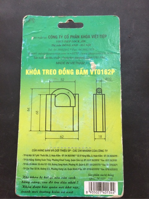 Khoá treo đồng Việt Tiệp