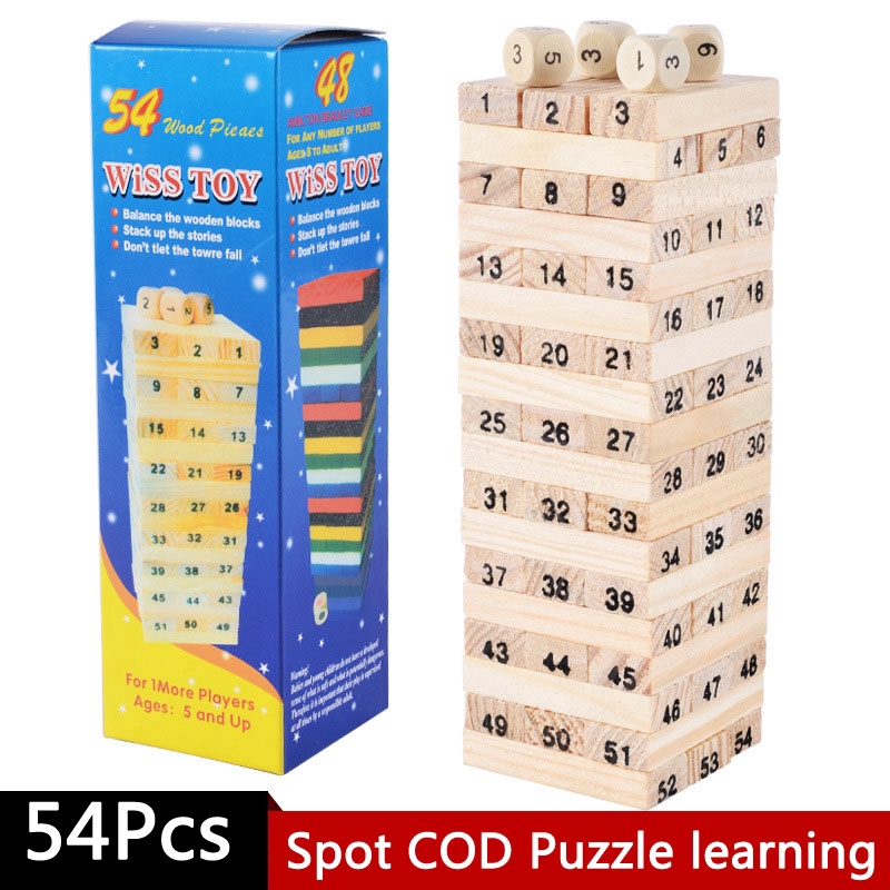 Bộ Rút Gỗ 54 Miếng Kèm 4 Cục Xúc Sắc Cho Trẻ Em Toy