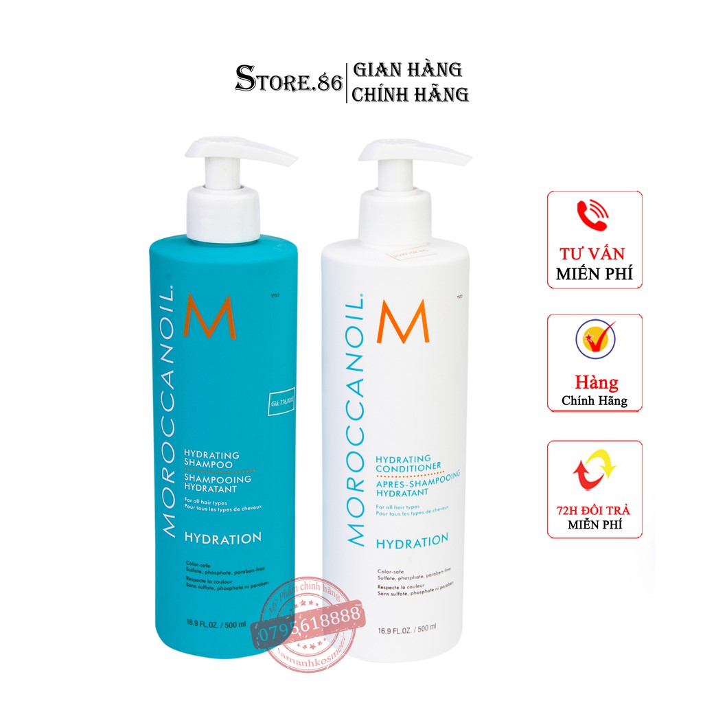 Dầu gội Moisture Hydrat MOROCCANOIL dưỡng ẩm phục hồi tóc khô sơ,mềm mượt cặp gội xả MOROCCANOIL chính hãng 500ml