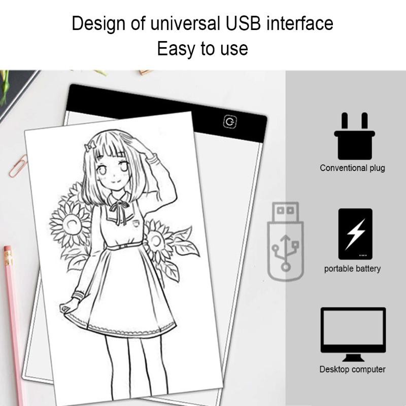 Bảng Sao Chép Kỹ Thuật Số Khổ A4 Có Đèn LED Siêu Mỏng Kèm Cáp USB Tiện Dụng