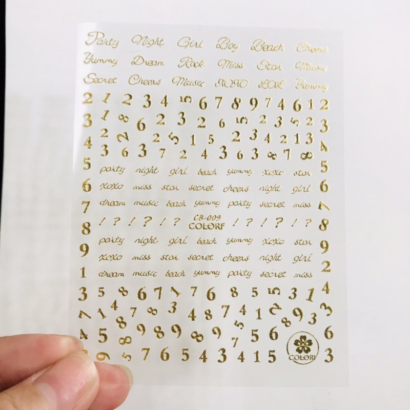 Sticker dán móng-hình dán nail Chữ hoạ tiết
