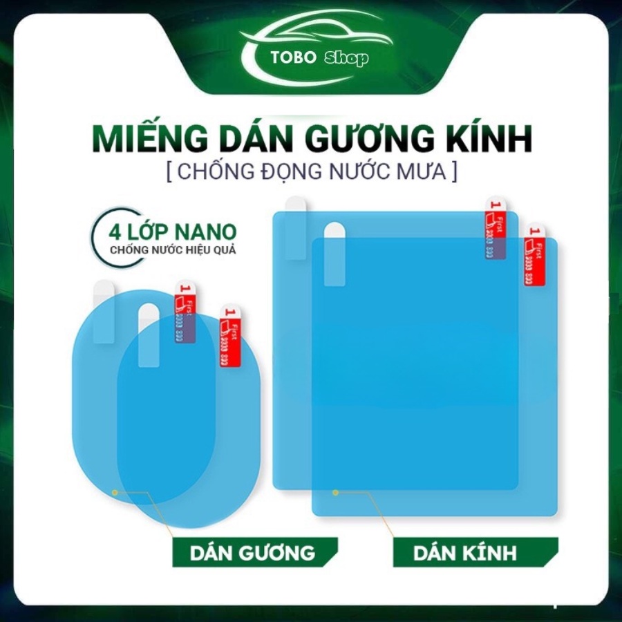 Bộ 4 Miếng Dán Chống Đọng Nước Gương Xe Ô Tô Cao Cấp | Nước Mưa Trôi Nhanh | Dễ Dàng lắp Đặt !