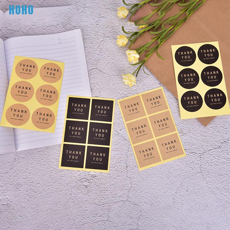 Bộ 60 miếng dán trang trí hộp quà bánh in chữ Thank You phong cách Vintage