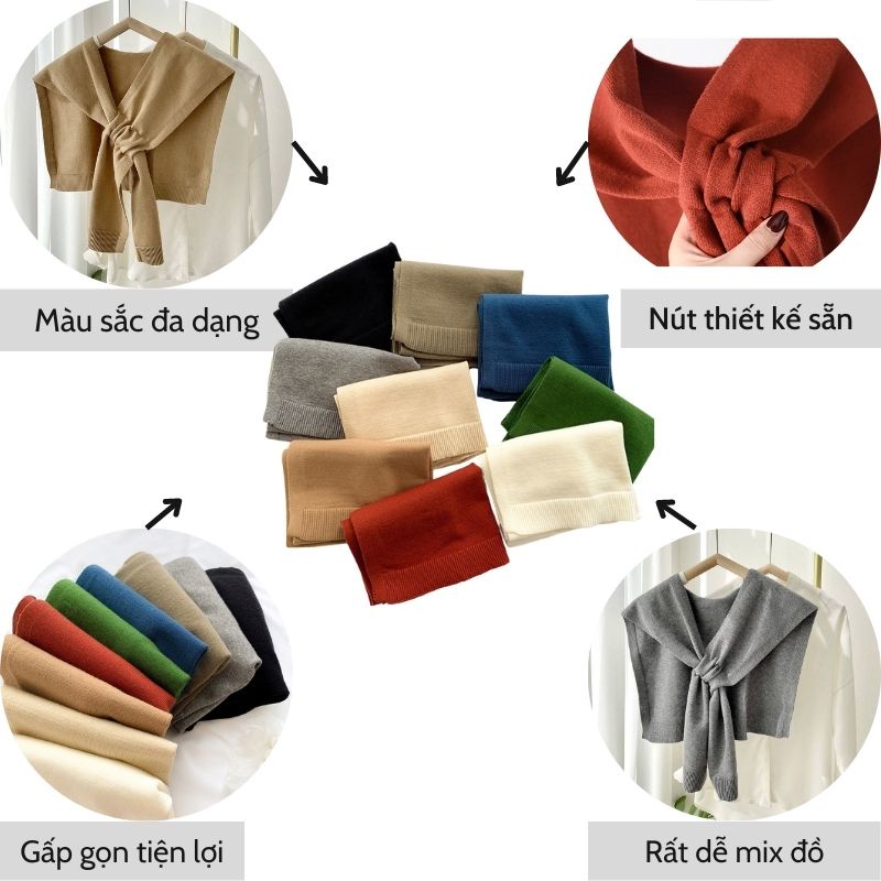 Khăn choàng len nữ dệt kim phong cách sành điệu thời trang mẫu mới hot trend JOLIVO