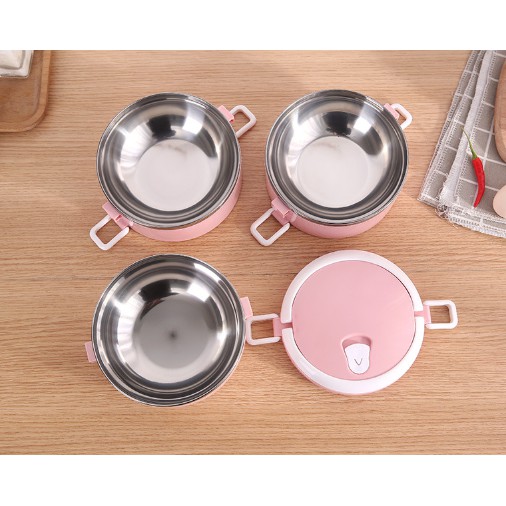 Hộp cơm giữ nhiệt lõi inox 2 tầng HC1 Lunch Box hộp cơm cute dễ thương pastel