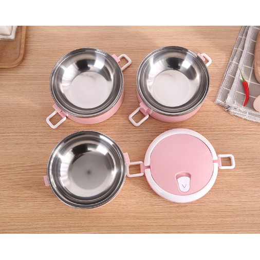 Hộp cơm giữ nhiệt lõi inox 2 tầng HC1 Lunch Box hộp cơm cute dễ thương pastel