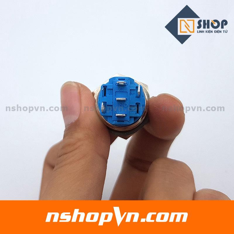 Nút nhấn nhả kim loại 19mm xanh dương / đỏ / xanh lá