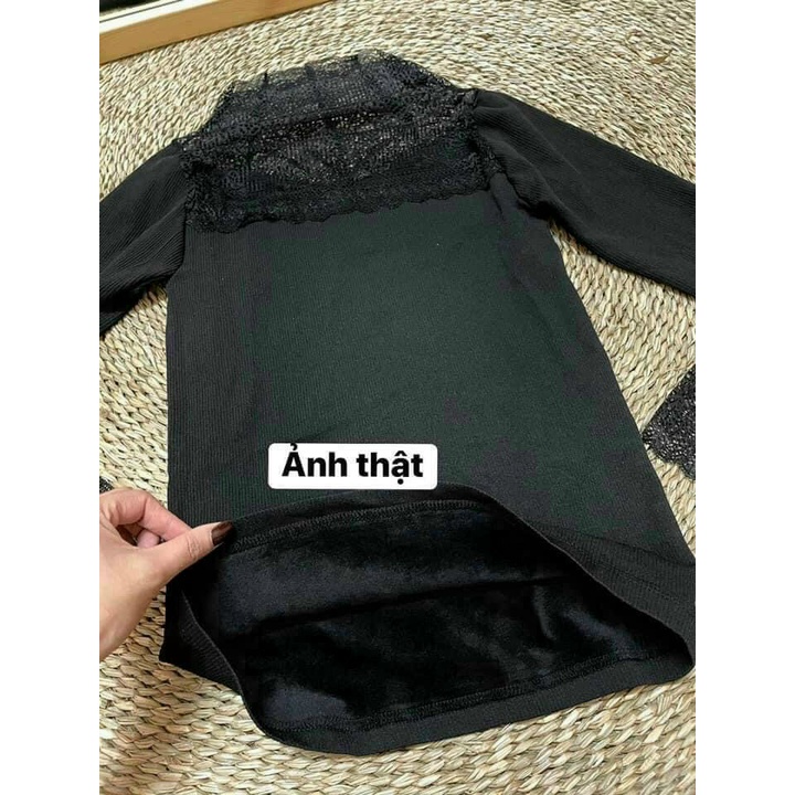 Áo len lót lông, áo nữ lót lông ren giữ nhiệt dài tay siêu ấm mặc mùa đông cho nữ, phong cách Hàn Quốc nư | BigBuy360 - bigbuy360.vn