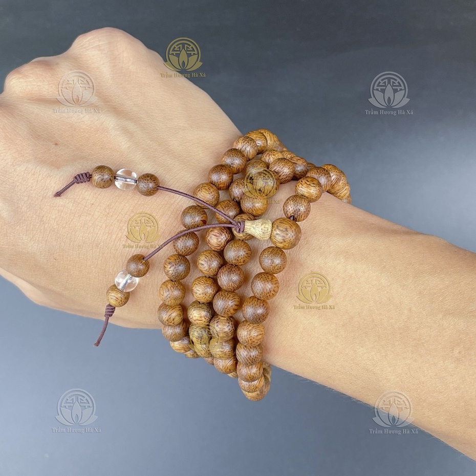 Vòng tay chuỗi tràng 108 hạt phong thủy trầm hương HÀ XÁ râu đá màu mệnh kim mộc thủy hỏa thổ nam nữ may mắn tài lộc