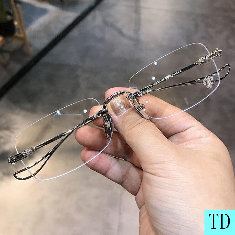 Kính cận siêu nhẹ không viền phong cách retro thời trang Hàn Quốc cho nam Chen Weiting