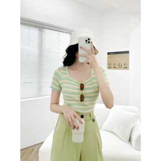 Áo croptop nhiều màu cổ vuông LYRA, mongtoghi mỏng xinh xắn-VSYAP0272