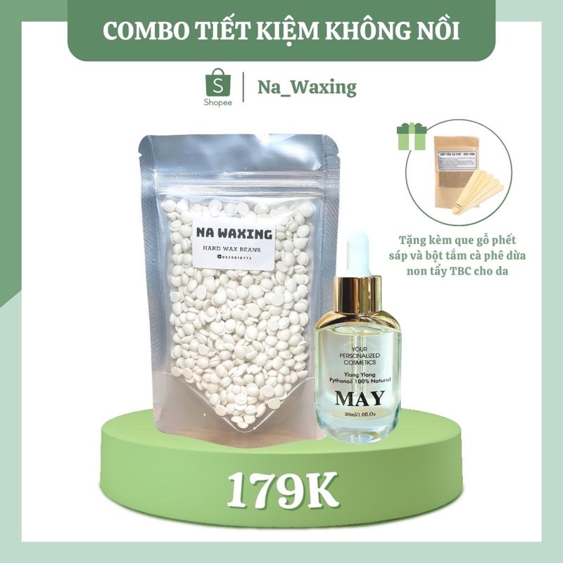 COMBO WAX LÔNG TIẾT KIỆM KHÔNG NỒI NẤU - 100GR SÁP WAX NGẪU NHIÊN + SERUM MỠ TRĂN NGỌC LAN TÂY [Tặng 5 que phết sáp]