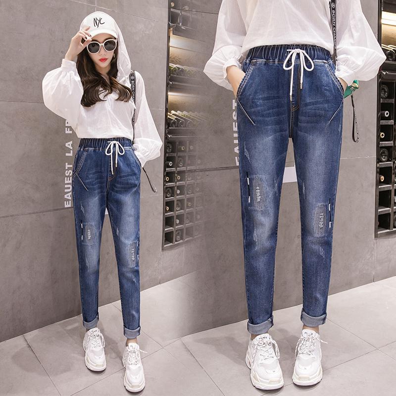 Quần jeans dài lưng thun thời trang cho nữ