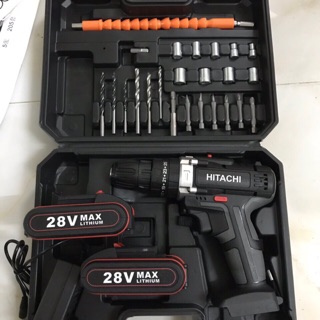 Máy khoan bin Hitachi có búa kèm đồ nghề