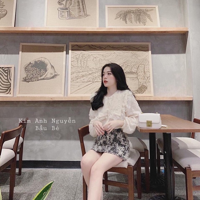 SET ÁO SƠ MI CỔ BÈO MIX CHÂN VÁY LÔNG HOT HIT❌HàngL1❌