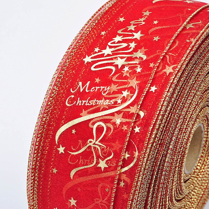 Cuộn Dây Ruy Băng Bằng Vải Organza Màu Đỏ Rộng 6cm Rộng (Gói Quà Giáng Sinh) Dài 2m