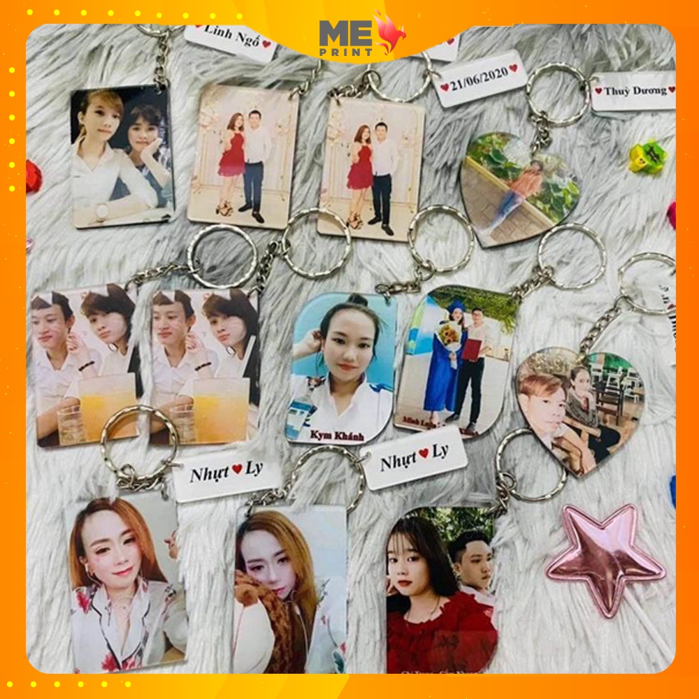 Móc khoá cute chất liệu mica bền đẹp, in 2 mặt theo yêu cầu các hình anime, cặp đôi, game, biển số xe với cá tính riêng