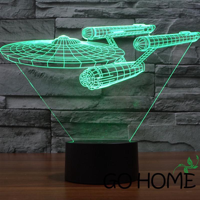 Đèn LED 3D 7 màu hình tàu vũ trụ Star Trek USS Enterprise đẹp mắt + phụ kiện đi kèm