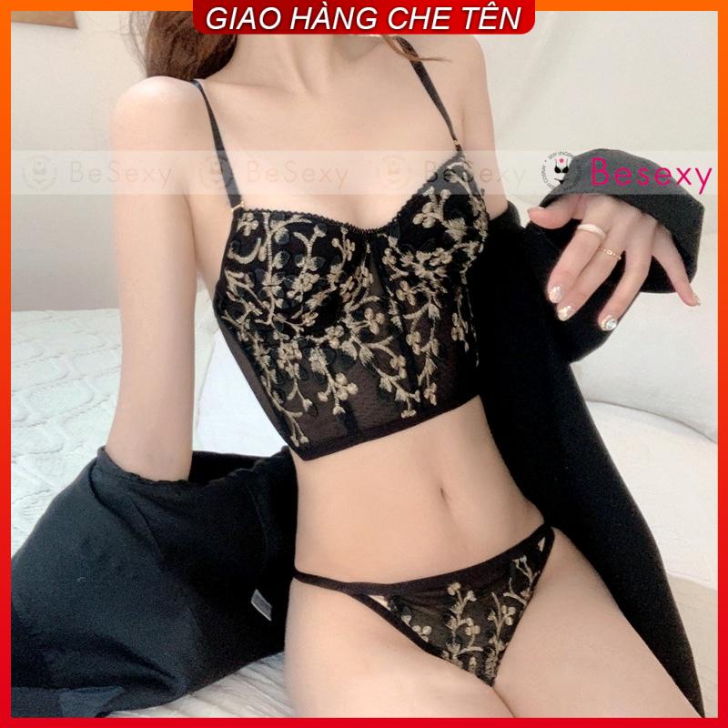 Áo toplette kèm chip có gọng đệm ngực thêu hoa nổi.
