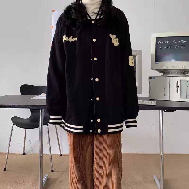 Áo khoác nữ nam bomber kiểu dáng varsity jacket  loại nỉ dày YG Mophus MB003P