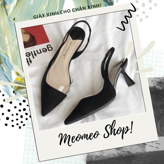 ✨HOT✨Giày Cao Gót Mũi Nhọn Màu Đen Điệu Đà 2020