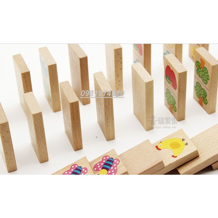 Bộ Domino tìm cặp giống nhau Domino solitaire 28 thanh gỗ