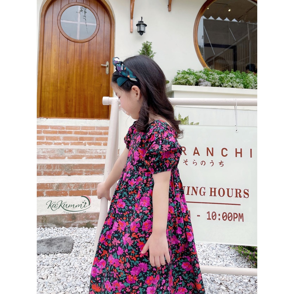 Váy babydoll lưng đan dây chất liệu thô Hàn cao cấp cho bé KM22-VA219 Kakummi