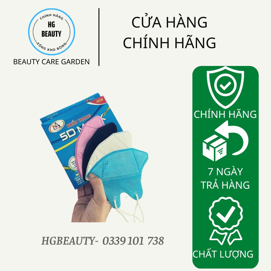 [10 cái] Hộp khẩu trang 5D Mask Nam Anh Famapro quai thun siêu êm