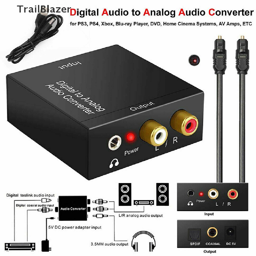 Tbvn Optical Coaxial Toslink Digital to Analog Audio Converter Adapter RCA 3.5mm L/R Jelly