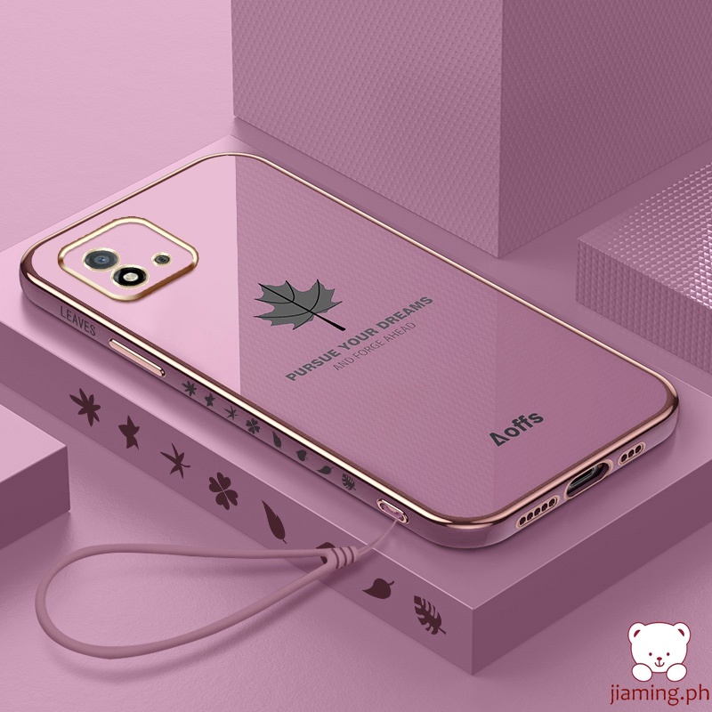 Ốp Điện Thoại Vuông Mềm Họa Tiết Lá Phong Sang Trọng Cho OPPO Realme C11 C15 C20 C20A C11 2021