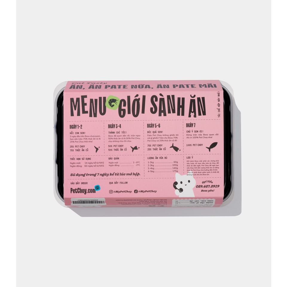 Pate tươi PETCHOY cho mèo từ 3 tháng tuổi vị "CÁ NGỪ ĐẠI CA" 500gram