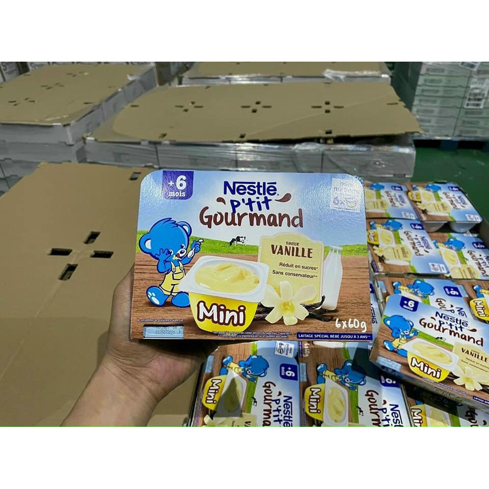 Váng Sữa Nguội Cho Bé Nestle Gourmand Vỉ 6 Hộp 60 Gr Vị Vani Thơm Ngon Nhiều Dinh Dưỡng Canxi Giúp Tăng Cân Cao Lớn