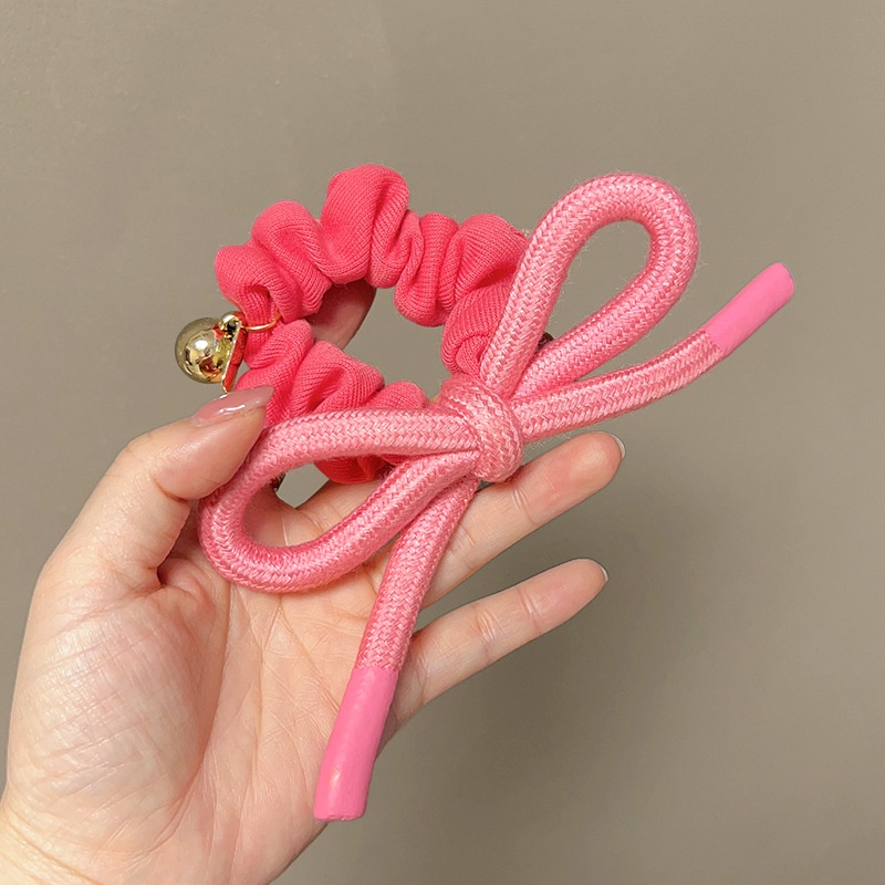 Dây Buộc Tóc Cao Su Nylon Hình Nơ Hồng Dễ Thương Cho Nữ