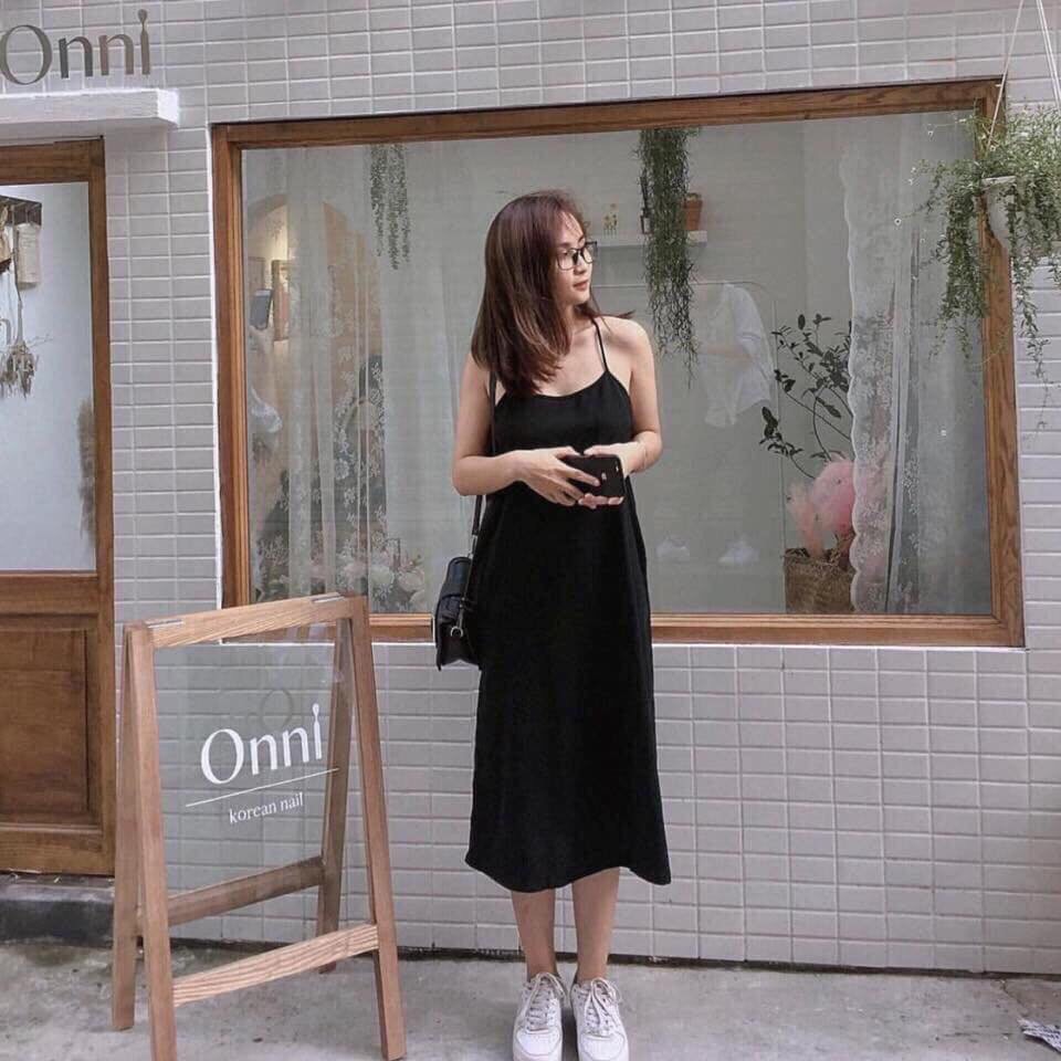 [YLY DRESS] Váy đan dây lưng đũi lụa dáng maxi freesize - Váy đầm nữ hai dây dáng dài phom suông rộng giá cực rẻ