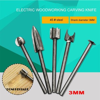 Bộ 5 mũi điêu khắc gỗ 3mm - Mũi đục gỗ máy mài mini làm lũa bonsai