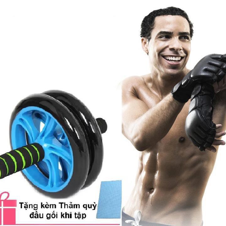 Dụng cụ tập cơ bụng Double Wheel tặng kèm thảm(Kingmart68)