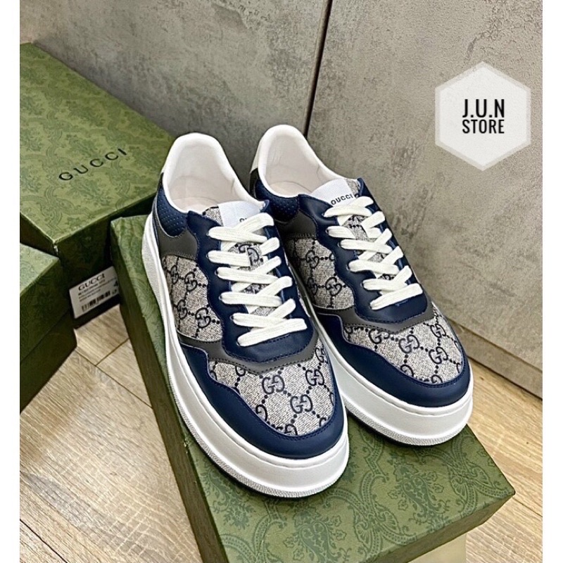 GIÀY GU.CI SNEAKER LOW 2022 WHITE BLUE LAI AU ĐẾ CAO