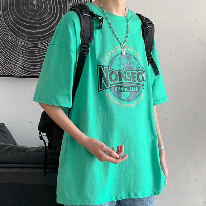 Áo thun tay ngắn dáng rộng họa tiết độc đáo thời trang cho nam và nữ