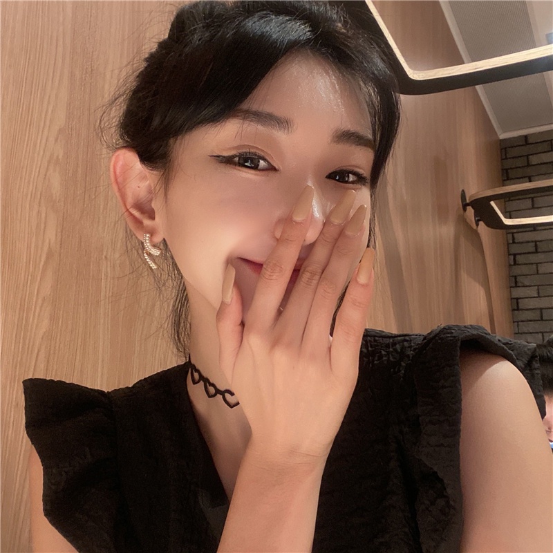 Khuyên tai kẹp không bấm lỗ chốt cố định K001 bằng hợp kim mạ vàng hình khối đính hạt trai hạt đá dáng midi Leous